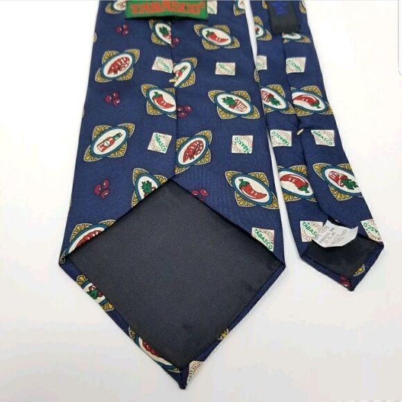 Tabasco Navy Blue Novelty Crayfish & Peppers Tie - Picture 5 of 5